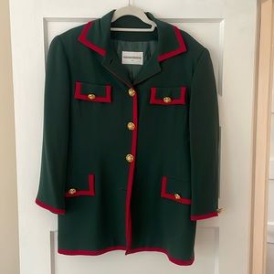 Green blazer with red trim and gold hardware (vintage 80s blazer)
